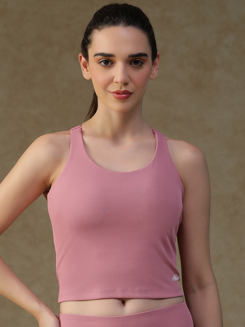 Built In Bra Y Adjustable Top Pink