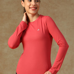 Curved Hem Full Sleeve T-Shirt Pink