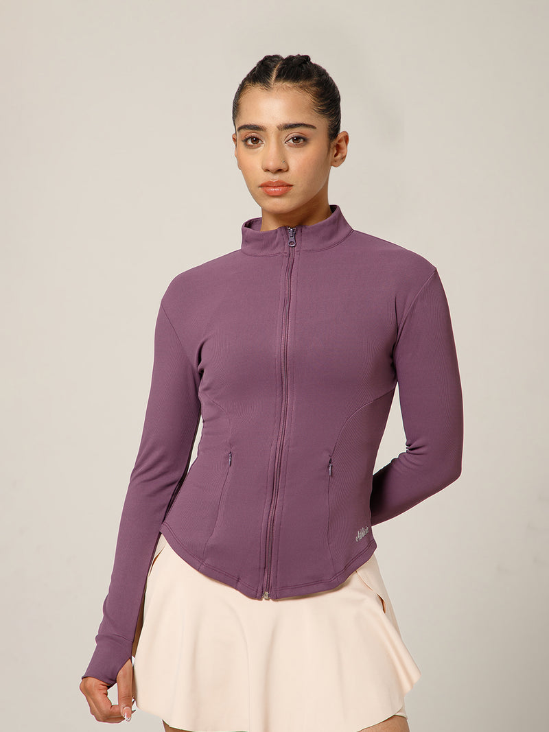 Ribbed Zip up Jacket Purple