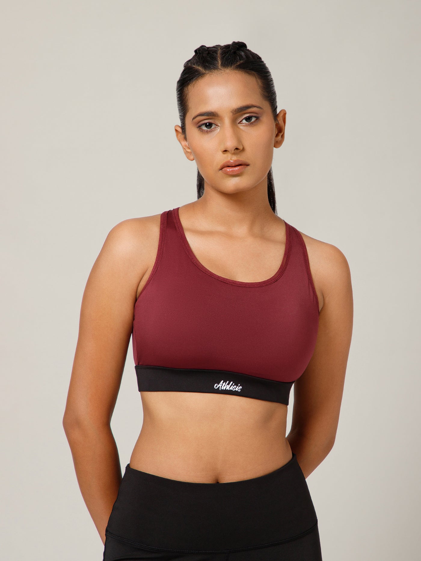 Ruched Sports Bra Maroon