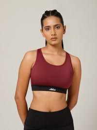 Ruched Sports Bra Maroon