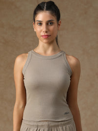 Ribbed Crop Top Beige