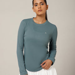 Curved Hem Full Sleeve T-Shirt Grey (Copy)