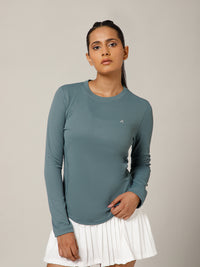 Curved Hem Full Sleeve T-Shirt Grey