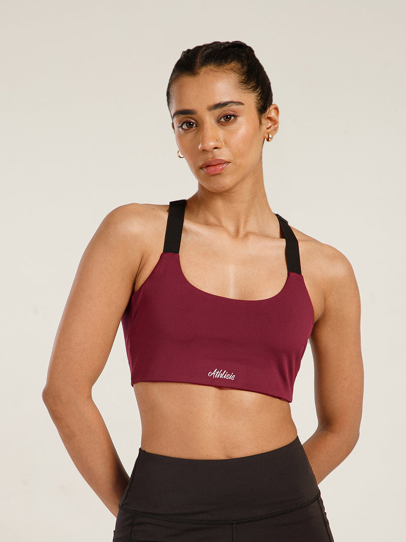 Define Crossback Bra Maroon