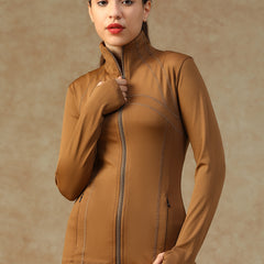 Ergonomic Seam Zip Jacket Tan