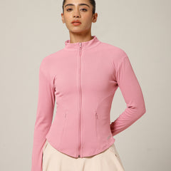 Ribbed Zip up Jacket Pink