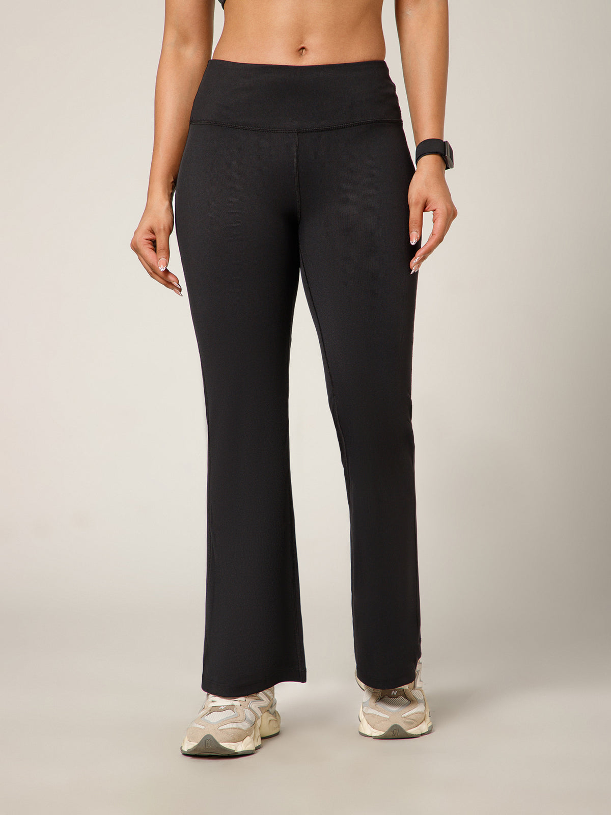 Ribbed Flare Pant Black
