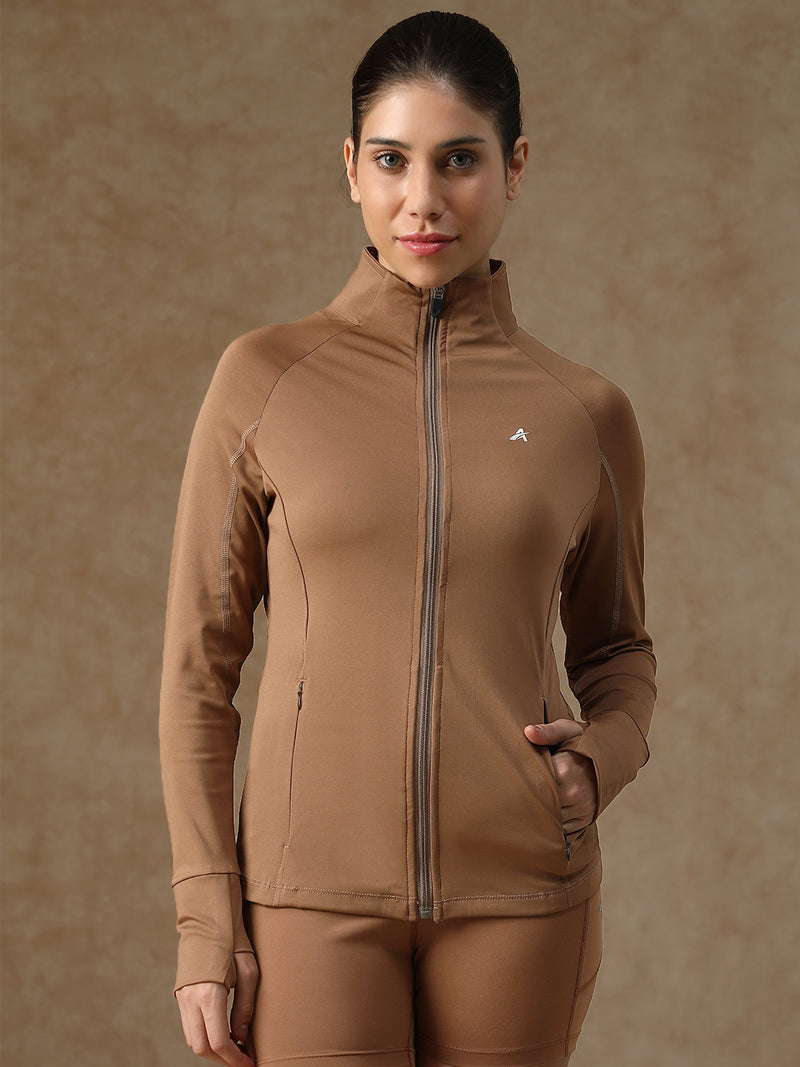 Midriff Crop Jacket Tan