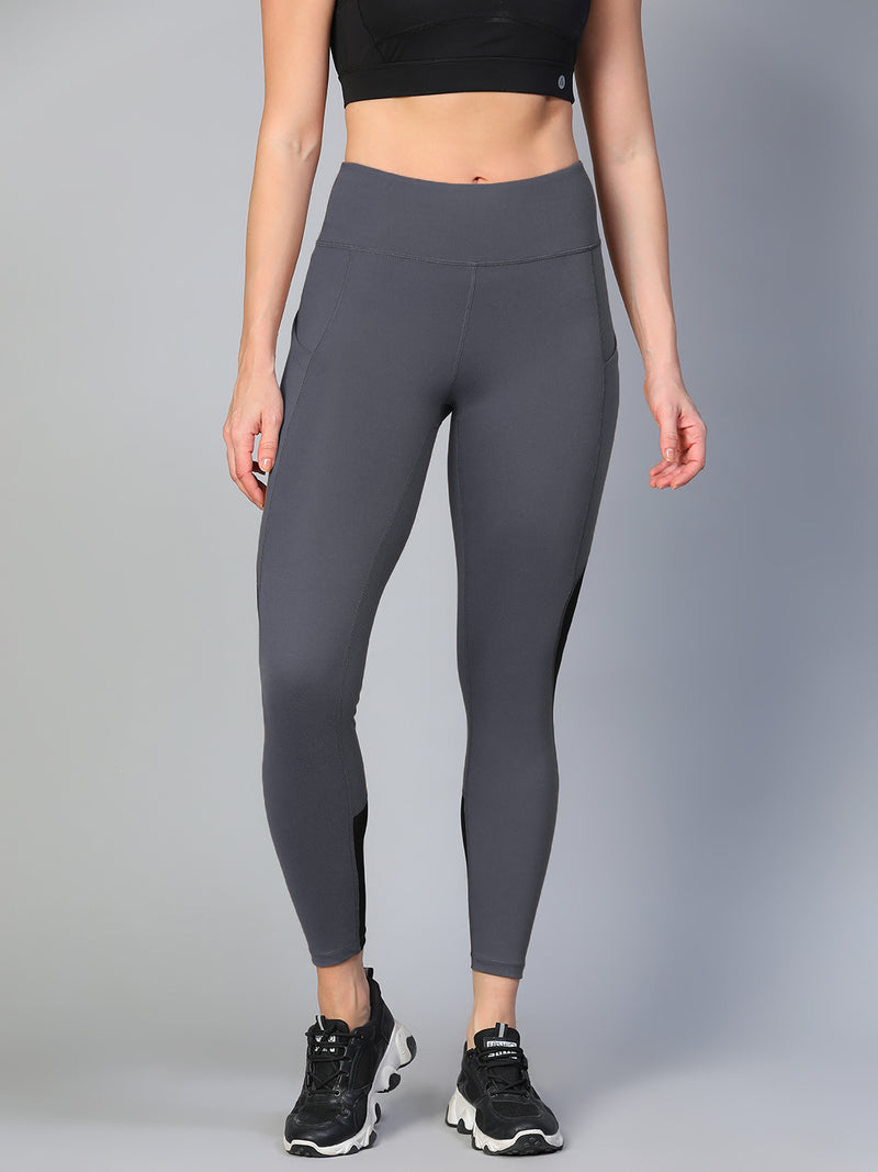 Mesh Panel Pocket Leggings Grey