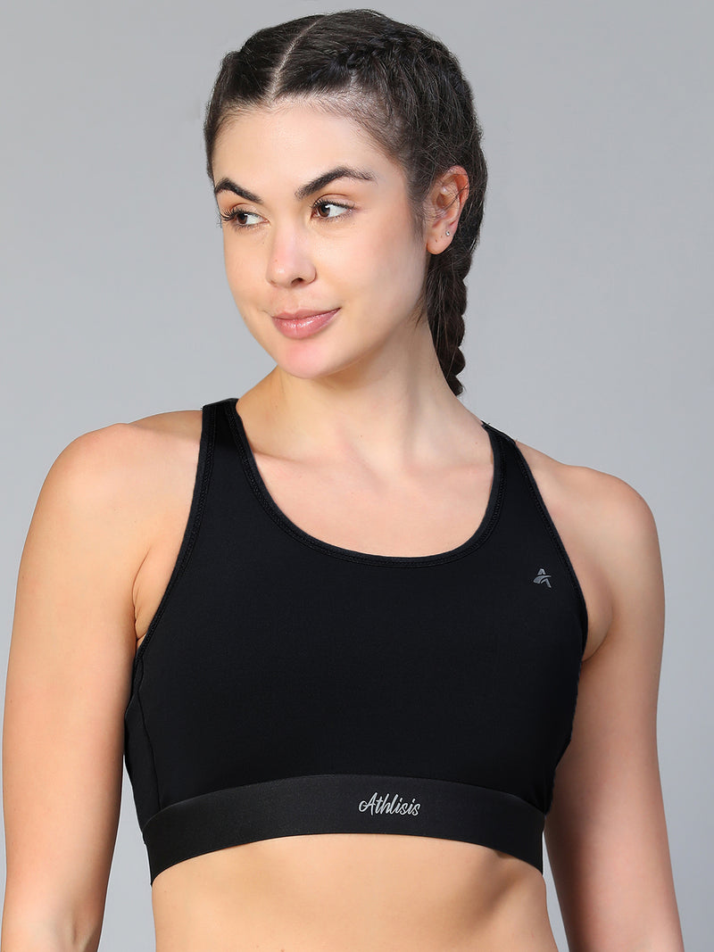Ruched Sports Bra Black