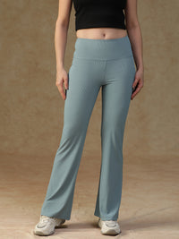 Ribbed Flare Pant Ice Blue