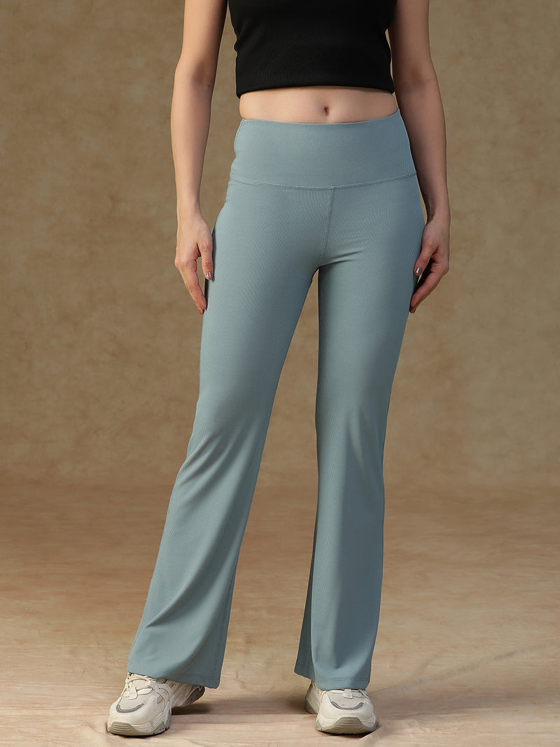 Ribbed Flare Pant Ice Blue
