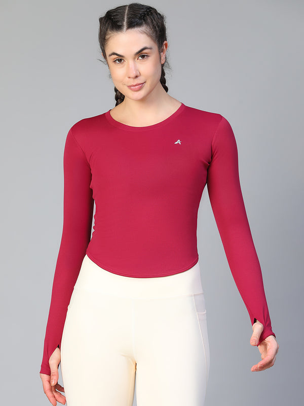 Bodycon Thumbhole T-shirt Maroon