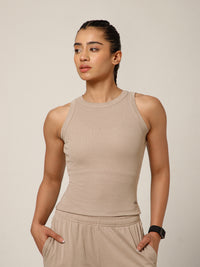 Ribbed Crop Top Beige