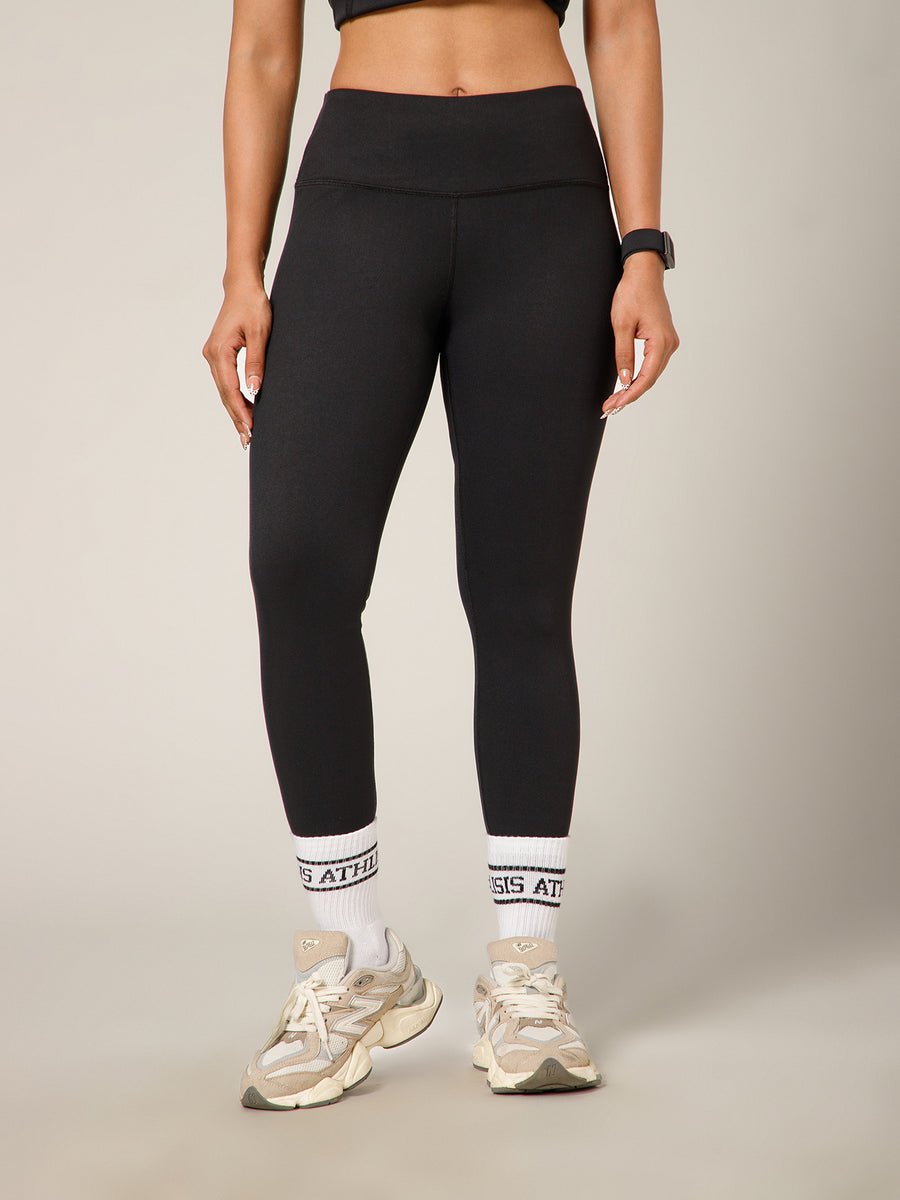 Ribbed High Waist Leggings Black