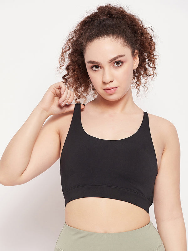 Keyhole X-Back Sports Bra Black