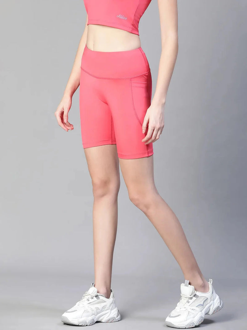 Pink Mid Waist Fitness Shorts Athlisis Sports