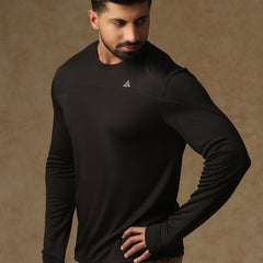 Regular Fit Thumb Hole T-Shirt Black