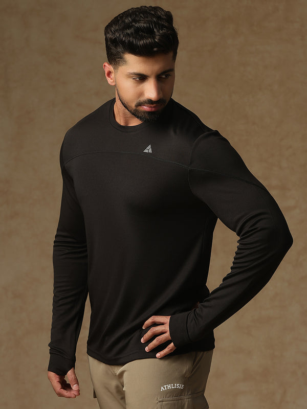 Regular Fit Thumb Hole T-Shirt Black