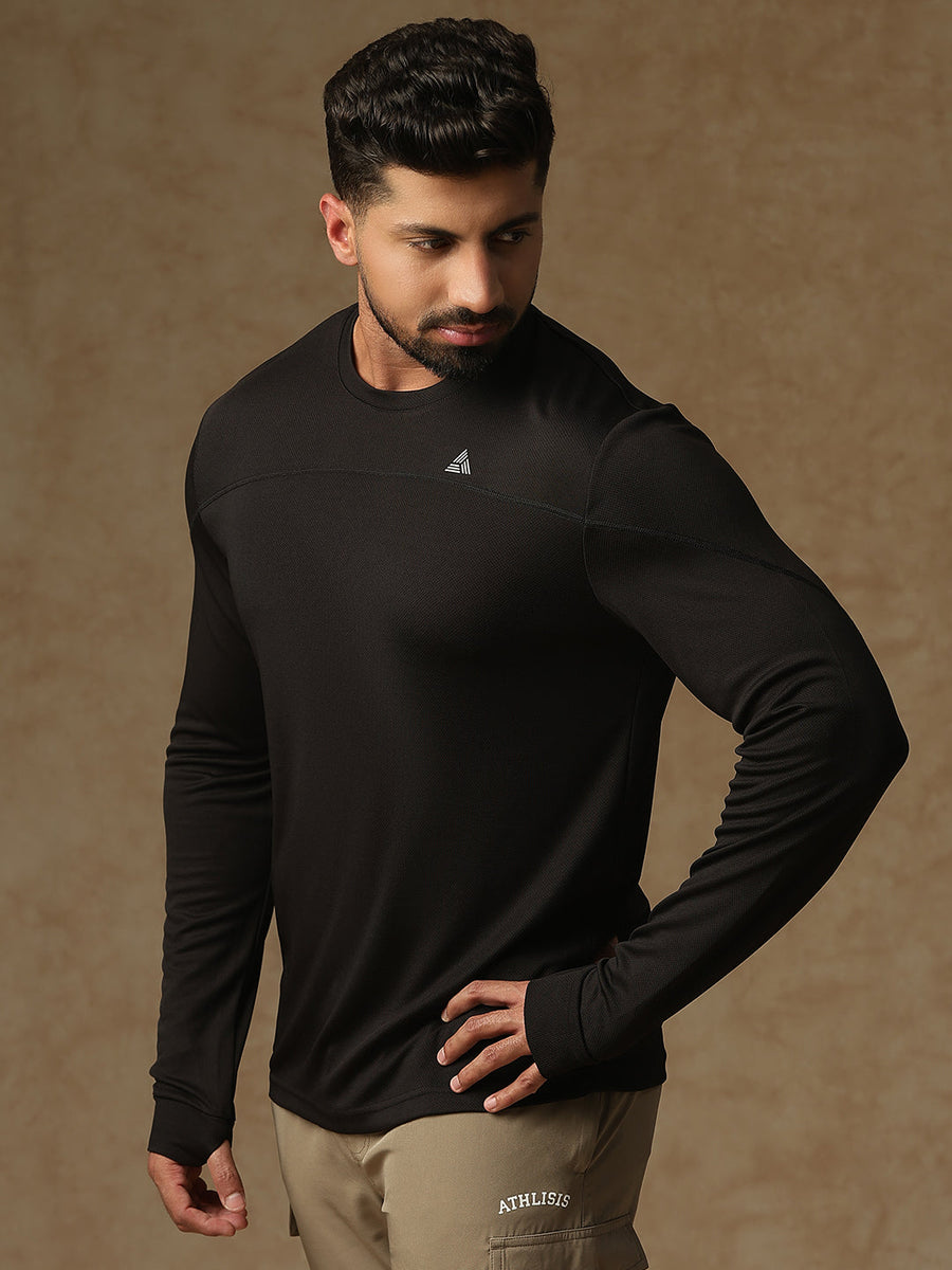 Regular Fit Thumb Hole T-Shirt Black Athlisis Sports
