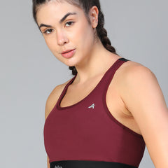 Ruched Sports Bra Maroon
