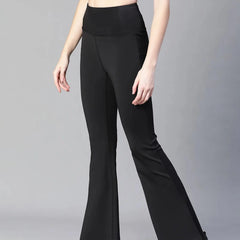 Women Black High Waist Tall Flare Pants Athlisis Sports