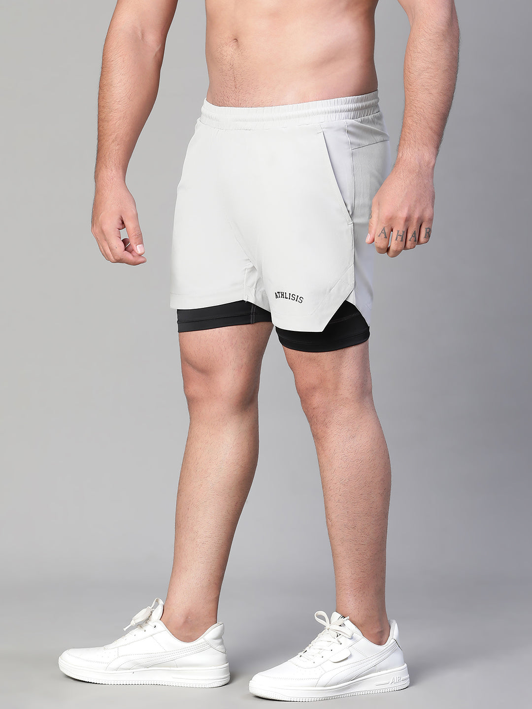 2 in 1 Lining Shorts Gray Athlisis Sports