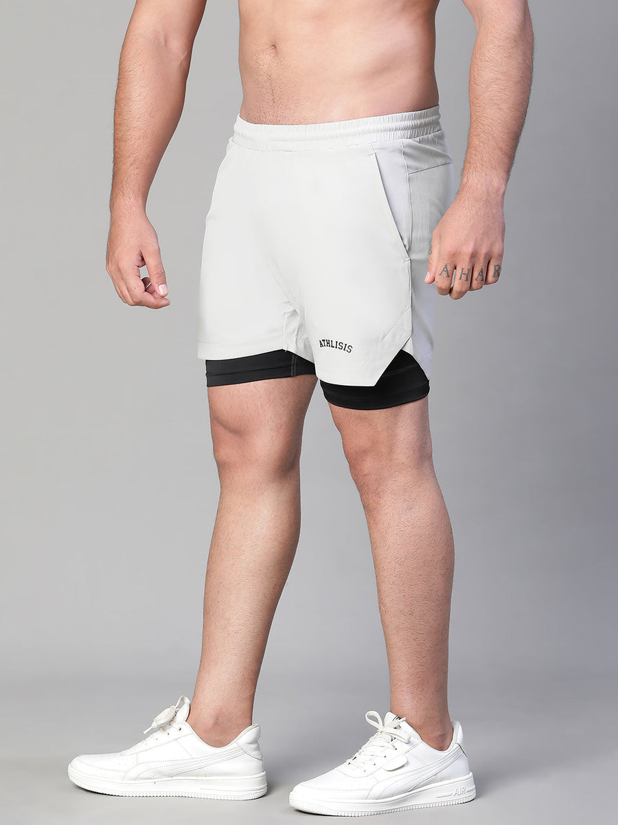 2 in 1 Lining Shorts Gray Athlisis Sports