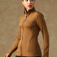 Ergonomic Seam Zip Jacket Tan