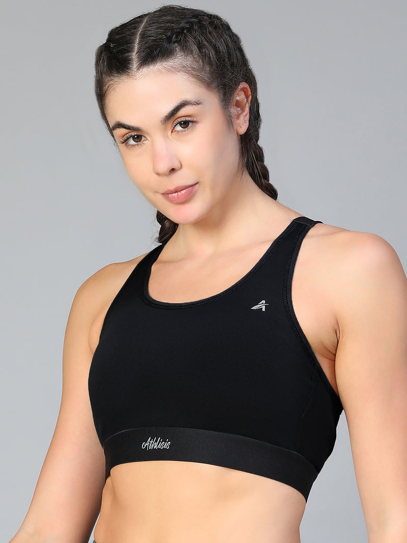 Ruched Sports Bra Black