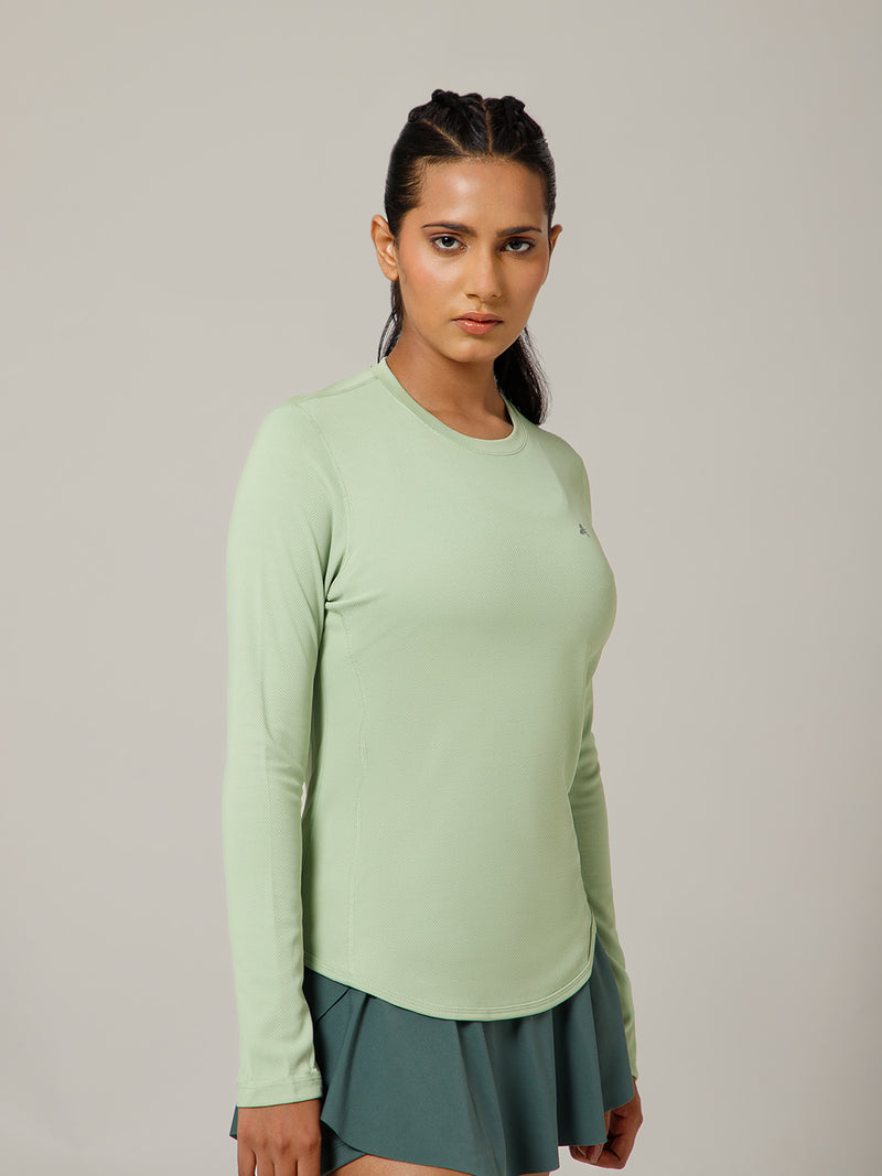 Curved Hem Full Sleeve T-Shirt Olive