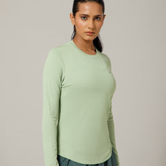 Curved Hem Full Sleeve T-Shirt Olive