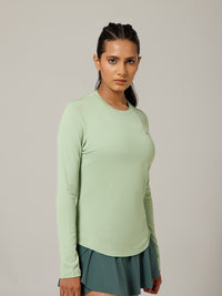 Curved Hem Full Sleeve T-Shirt Olive