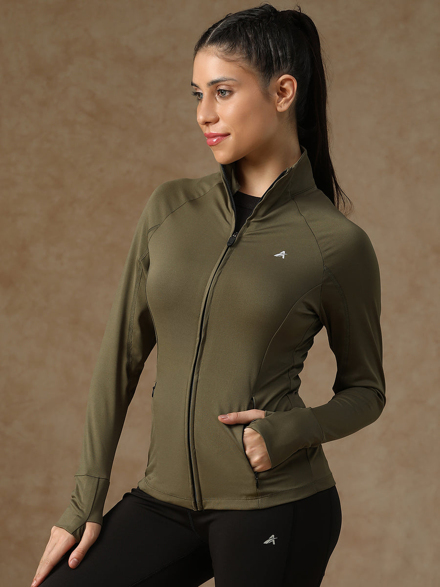 Midriff Crop Jacket Olive