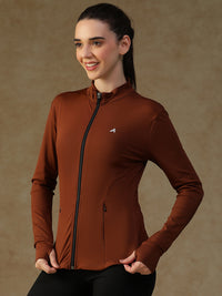 Ribbed Zip up Jacket Rust