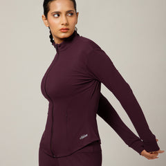 Ribbed Zip up Jacket Wine