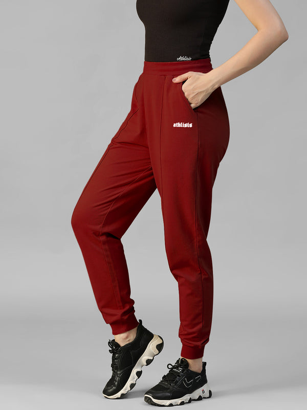 Minimalist Piped Joggers Maroon