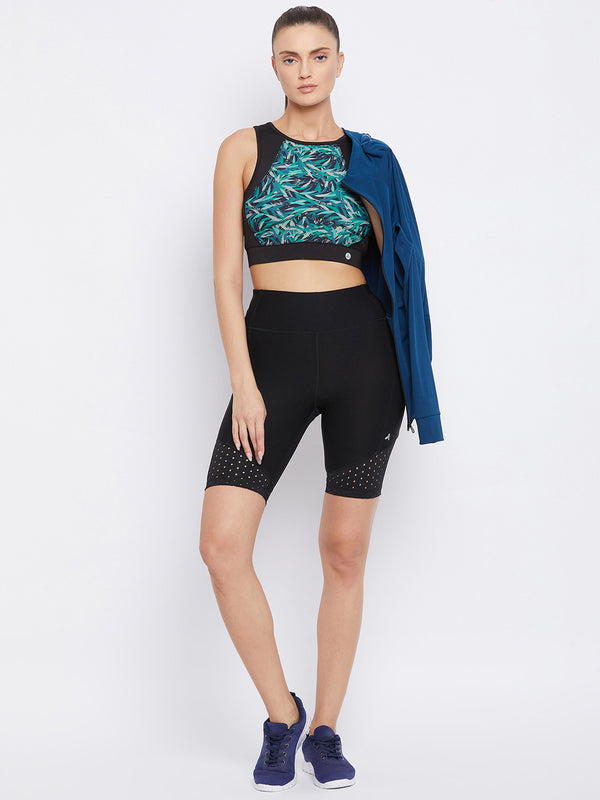 Floral Sports Bra Blue