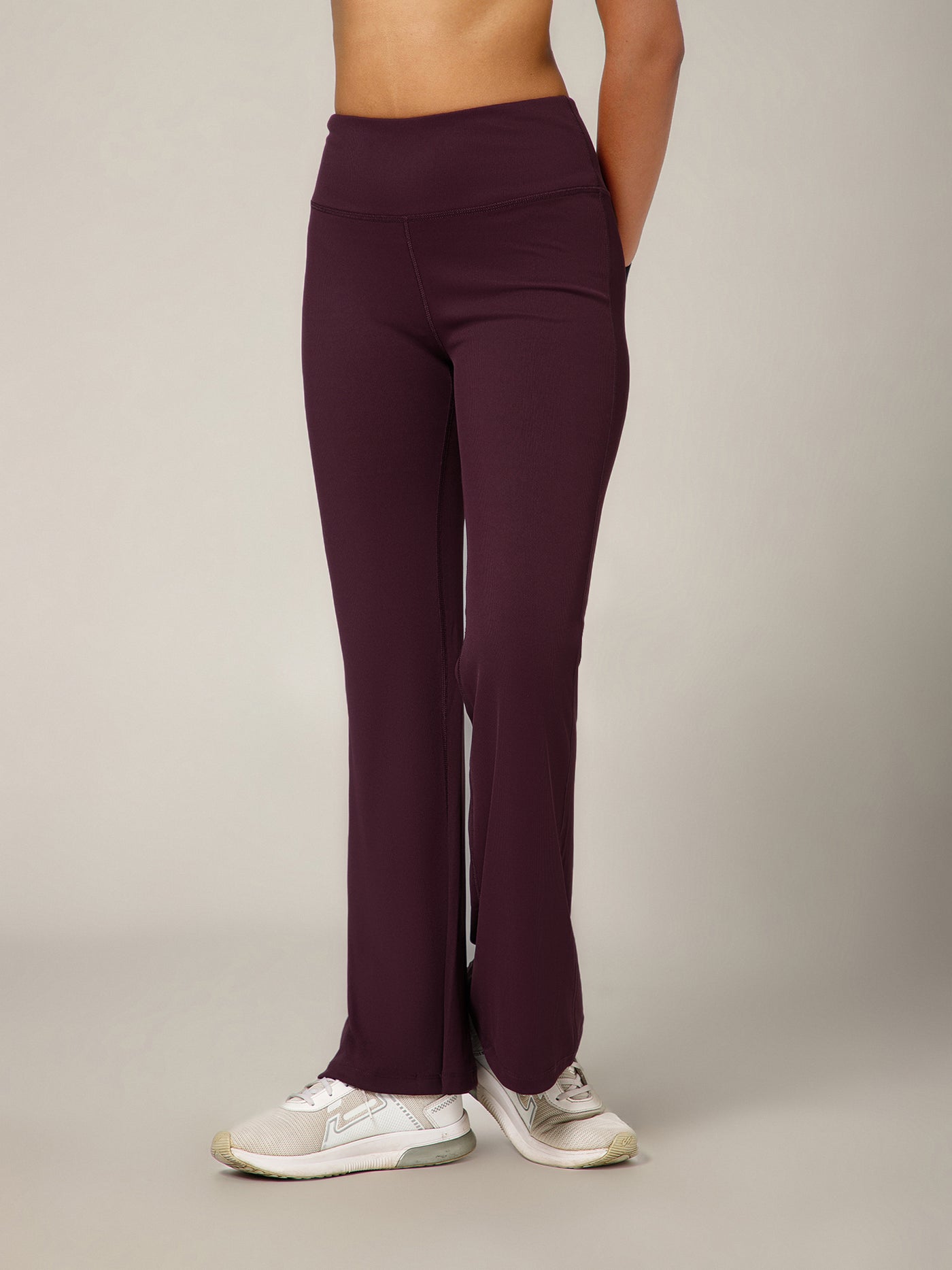 Ribbed Flare Pant Mauve