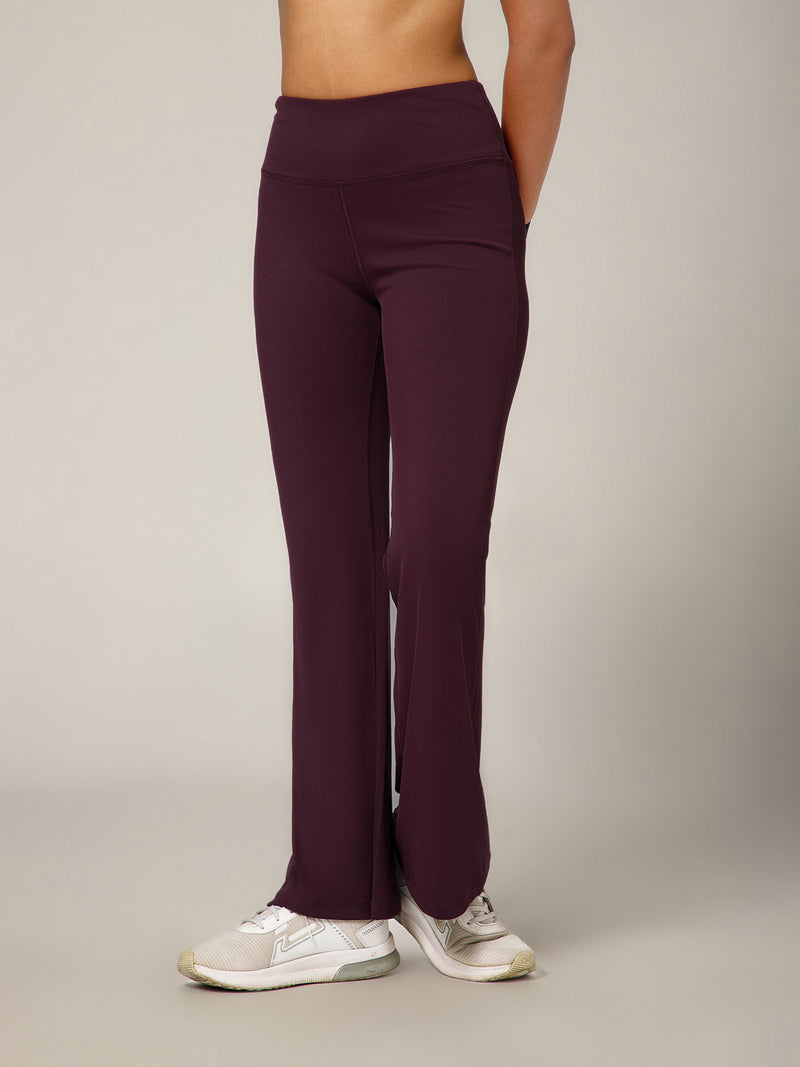 Ribbed Flare Pant Mauve