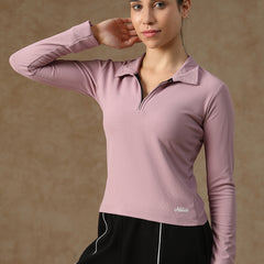 Aero Zip Polo T-shirt Lavender