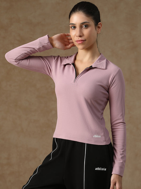 Aero Zip Polo T-shirt Lavender