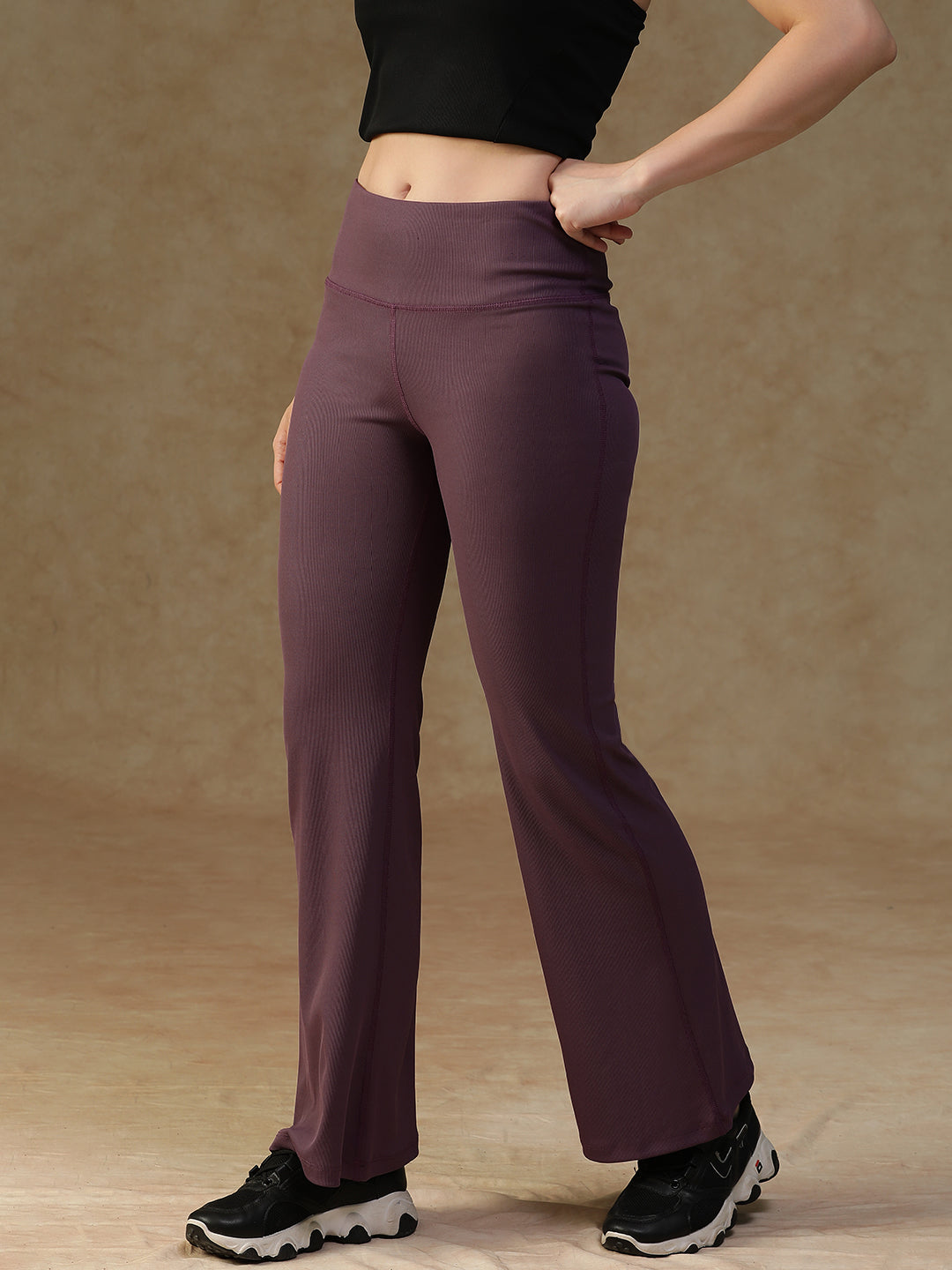 Ribbed Flare Pant Purple
