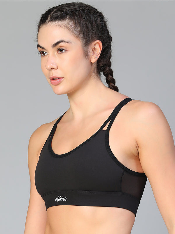 Mesh X-Back Bra Black