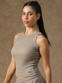 Ribbed Crop Top Beige
