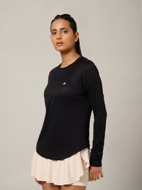 Curved Hem Full Sleeve T-Shirt Black