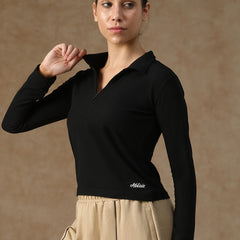 Aero Zip Polo T-shirt Black