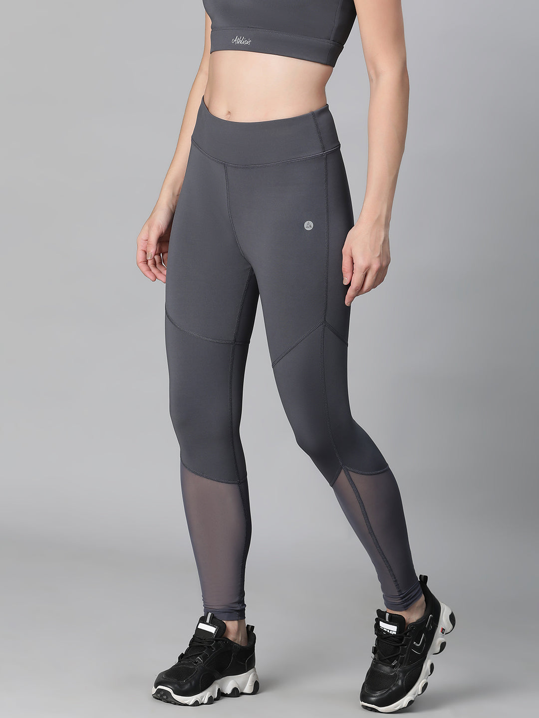 Geometric Mesh Leggings Gray