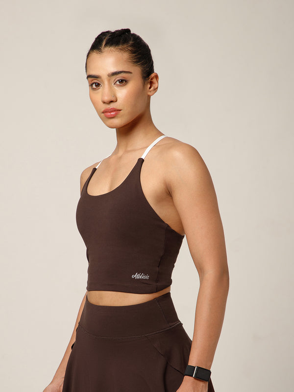 Cross Back Built In Bra Espresso
